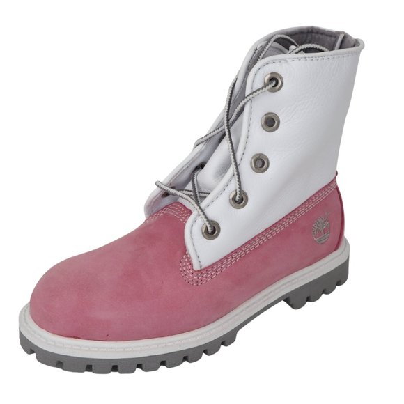 Timberland Little Kids Boots Leather SPD UP Pink Grey - Picture 2 of 12